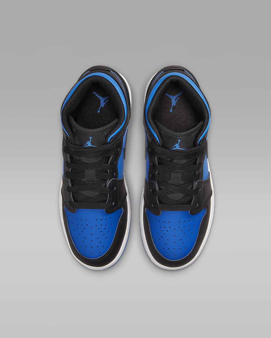 Scarpa Air Jordan 1 Mid - Ragazzi - Nero/Nero/Bianco/Royal Blue