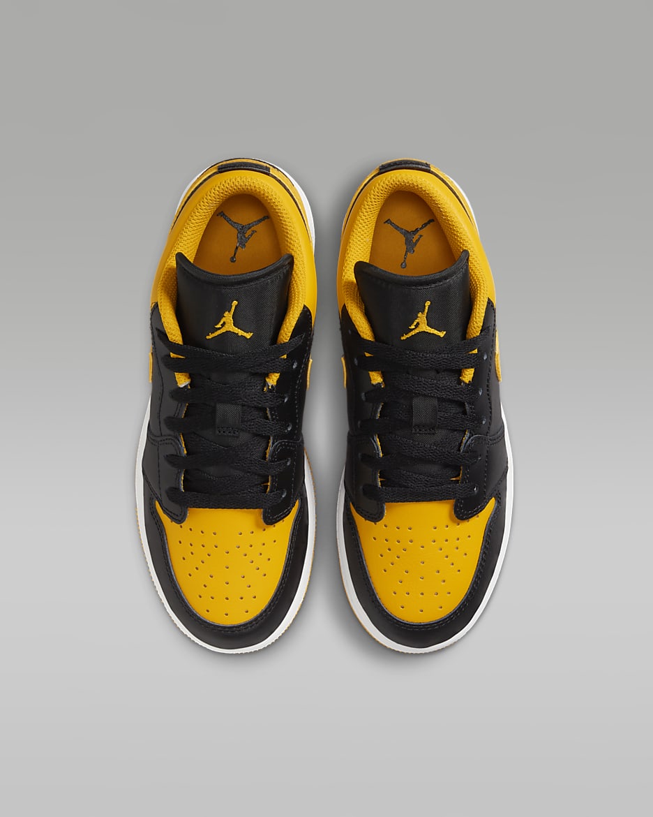 รองเท้าเด็กโต Air Jordan 1 Low - ดำ/ขาว/Yellow Ochre