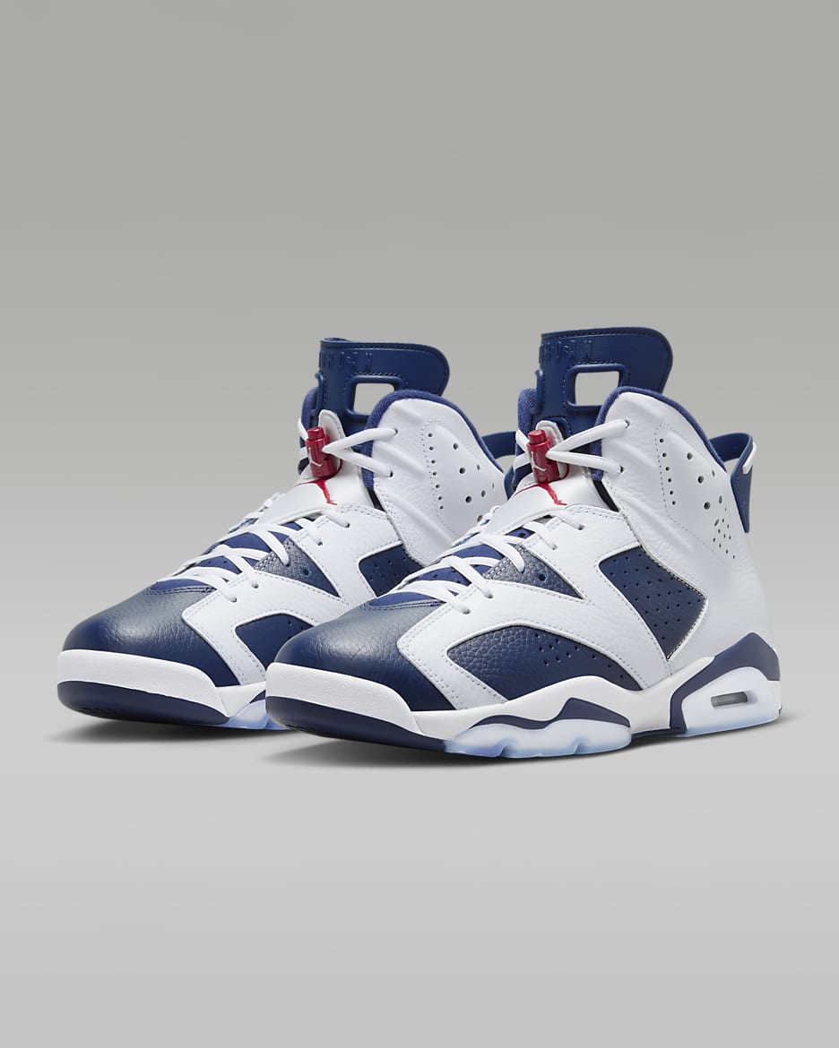 Air Jordan 6 Retro "White and Midnight Navy" Men's Shoes - White/Midnight Navy/Varsity Red