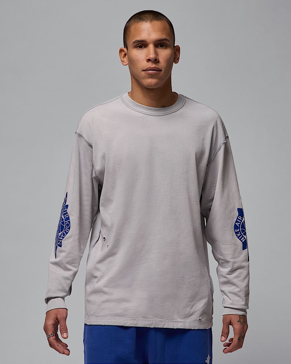 Playera de manga larga para hombre Jordan Rare Air - Gris humo claro/Royal intenso