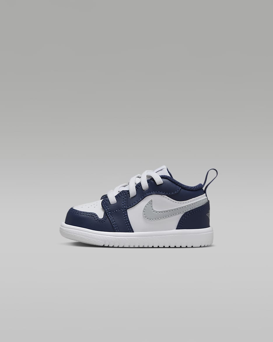 Jordan 1 Low Alt-sko til babyer/småbørn - hvid/Midnight Navy/Wolf Grey