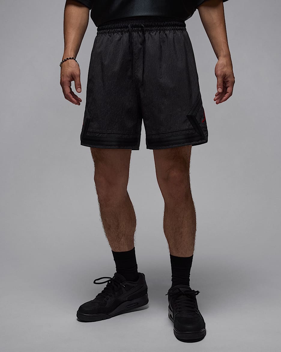 Shorts Diamond de tejido Woven para hombre Jordan - Sombrío apagado/Rojo gimnasio