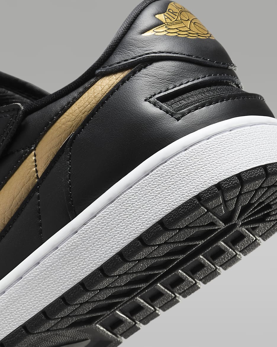 Air Jordan 1 Low FlyEase Men's Easy On/Off Shoes - Black/White/Metallic Gold