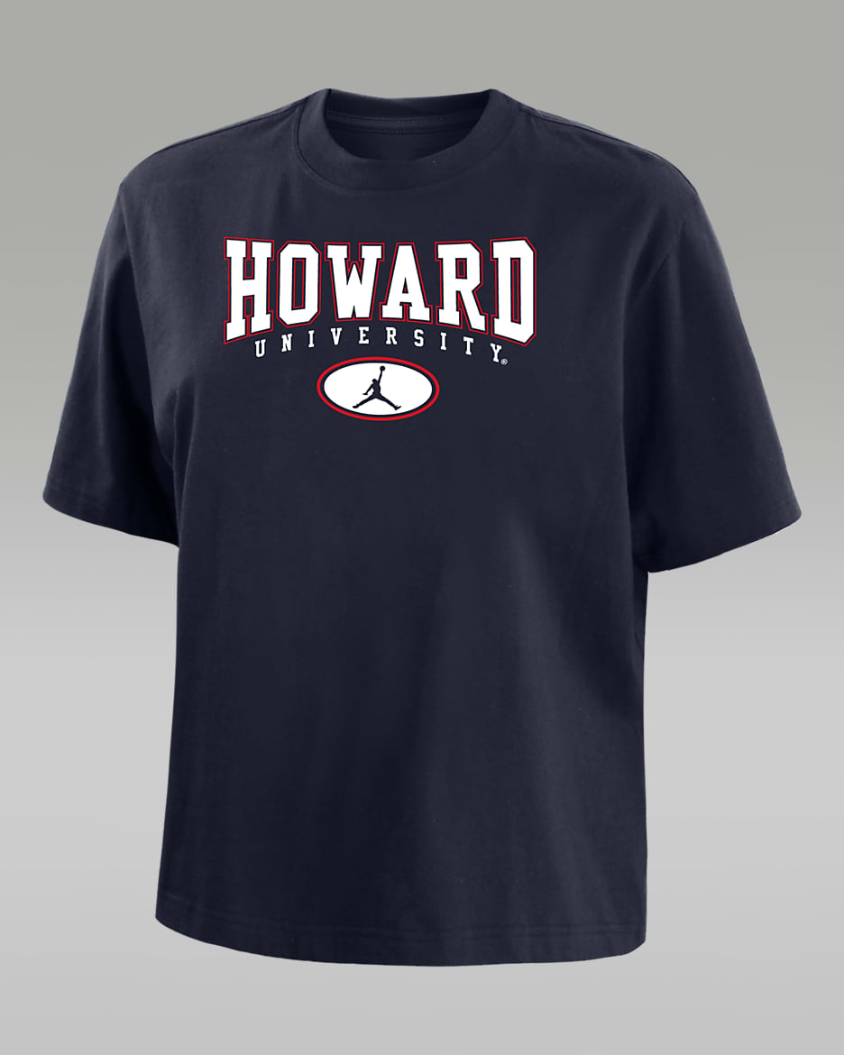 Playera de corte cuadrado universitaria Jordan para mujer Howard - Azul marino