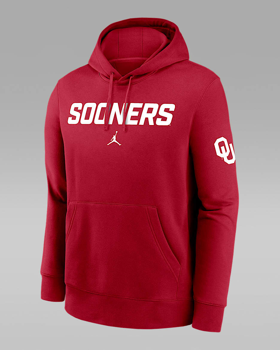Sudadera con gorro sin cierre universitaria Nike para hombre Oklahoma Club 2-Hit Nickname - Carmesí