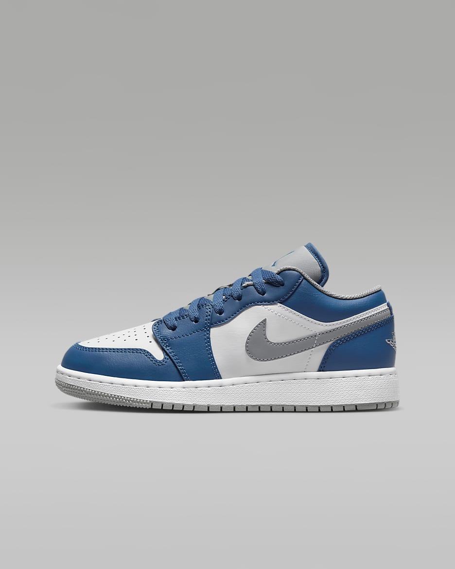 Air Jordan 1 Low Older Kids' Shoes - True Blue/White/Cement Grey