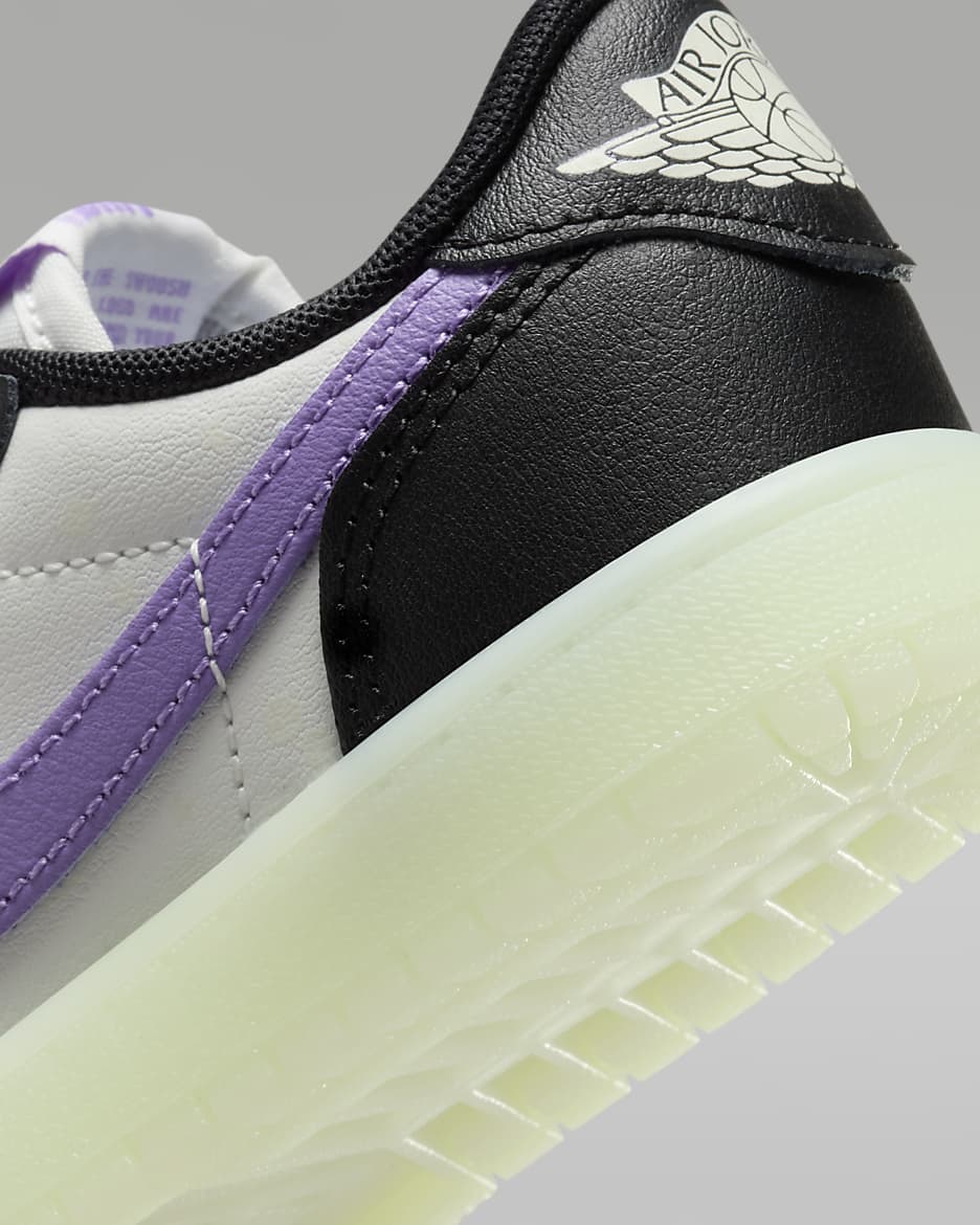 Jordan 1 Retro Low Younger Kids' Shoes - Black/Volt Tint/Summit White/Black Raspberry