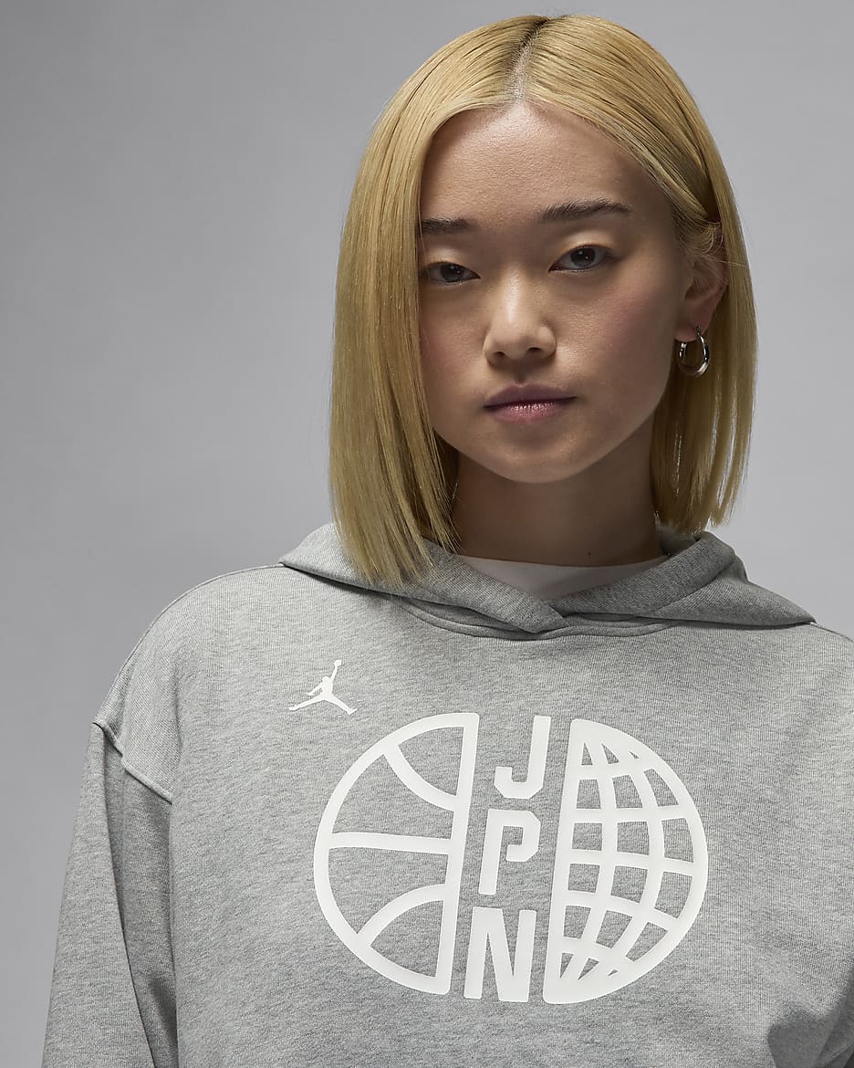 Japan Practice Women's Jordan Basketball Fleece Hoodie - Dark Grey Heather/White