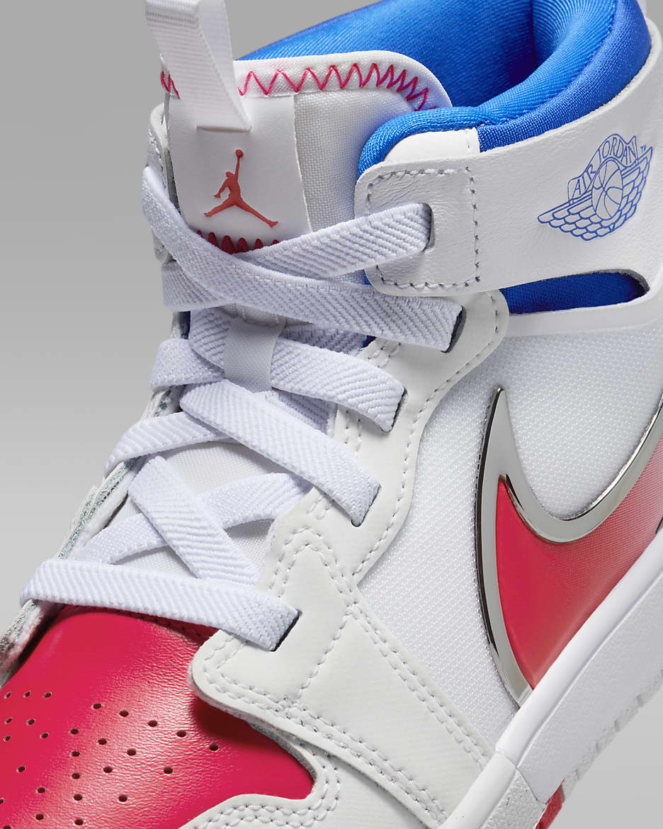 Jordan 1 Mid RM EasyOn Little Kids' Shoes - White/Racer Blue/Siren Red