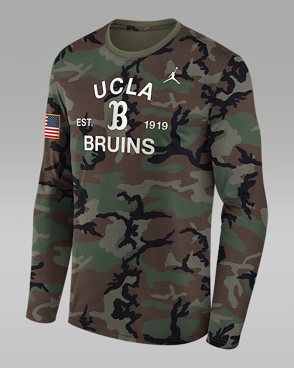 UCLA 2025 Military Appreciation Legend Men's Jordan Brand Dri-FIT College Long-Sleeve T-Shirt - Olive