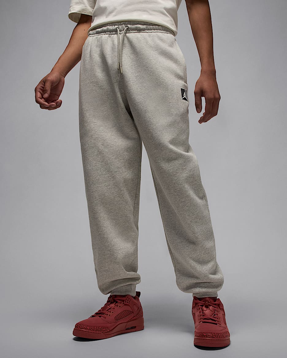 Jordan Brooklyn Fleece Men's Pants - Grey Heather/Pale Grey/White