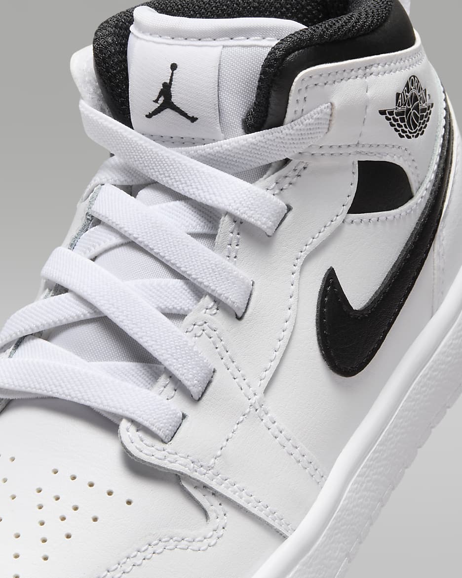 Calzado para niños de preescolar Jordan 1 Mid Alt - Blanco/Blanco/Negro/Negro