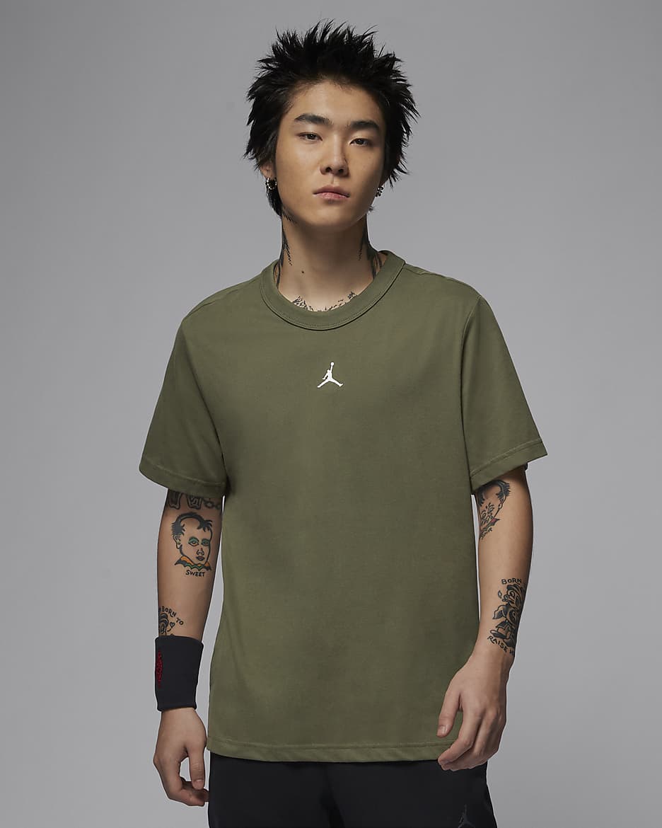 Playera de manga corta Dri-FIT para hombre Jordan Sport - Oliva medio/Blanco
