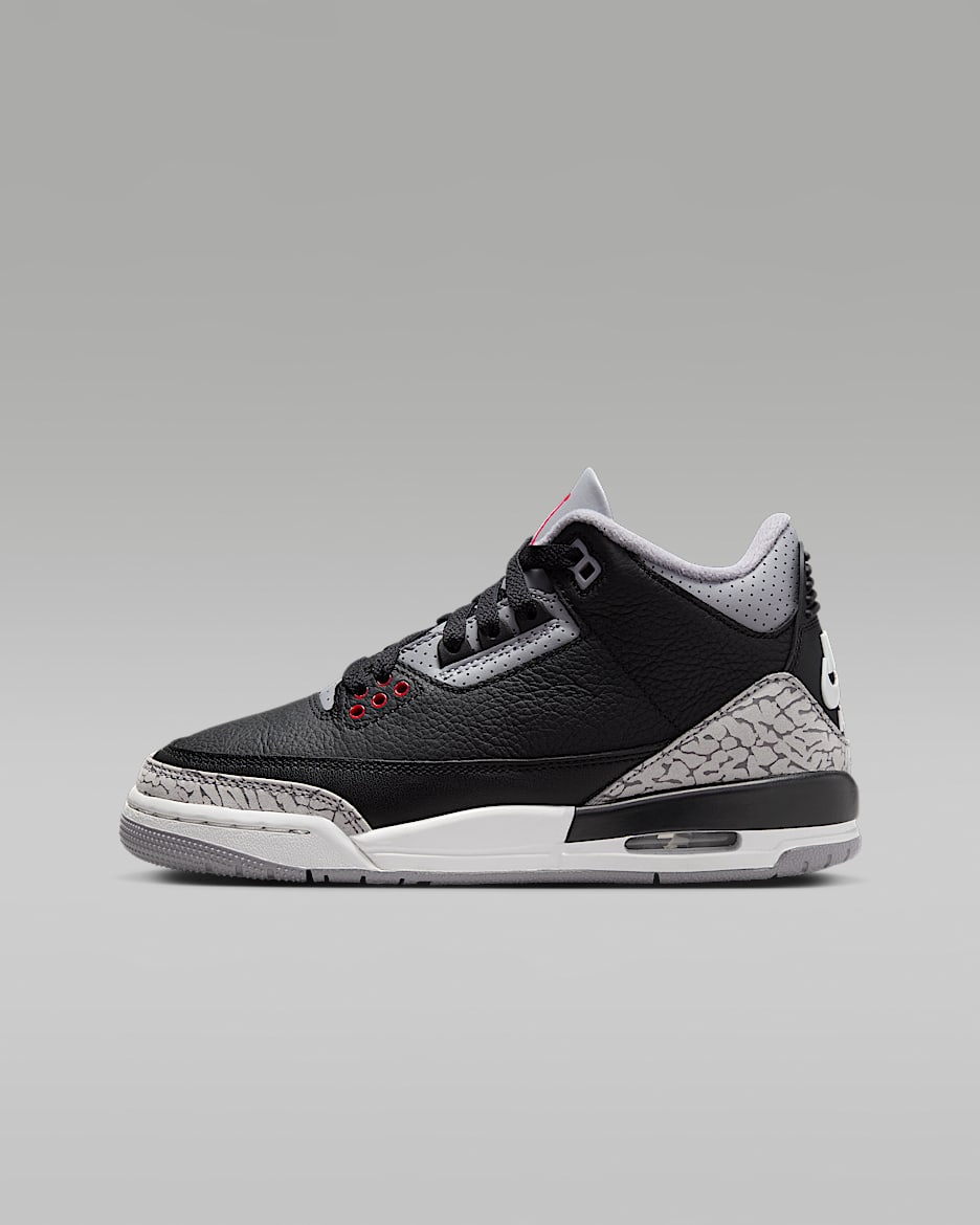 Air Jordan 3 Retro "Black Cement" Big Kids' Shoes - Black/Cement Grey/Summit White/Fire Red