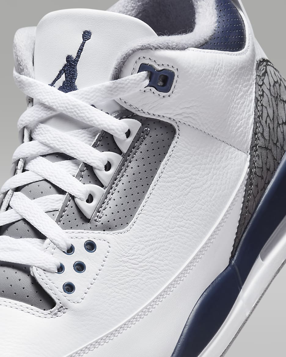 Air Jordan 3 Retro 男鞋 - 白色/Cement Grey/黑色/Midnight Navy