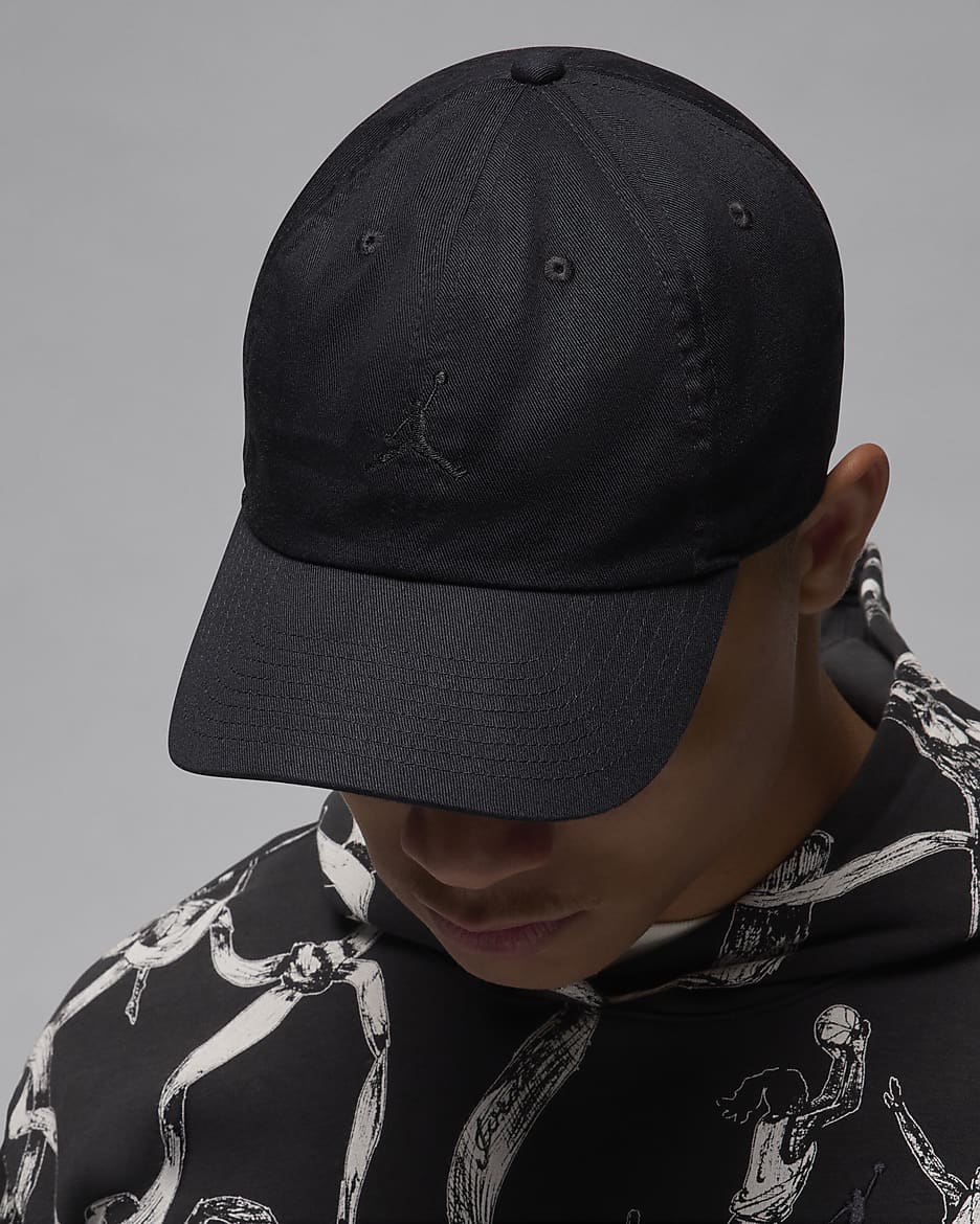 Jordan Club Unstructured Curved-Bill Hat - Black/Black