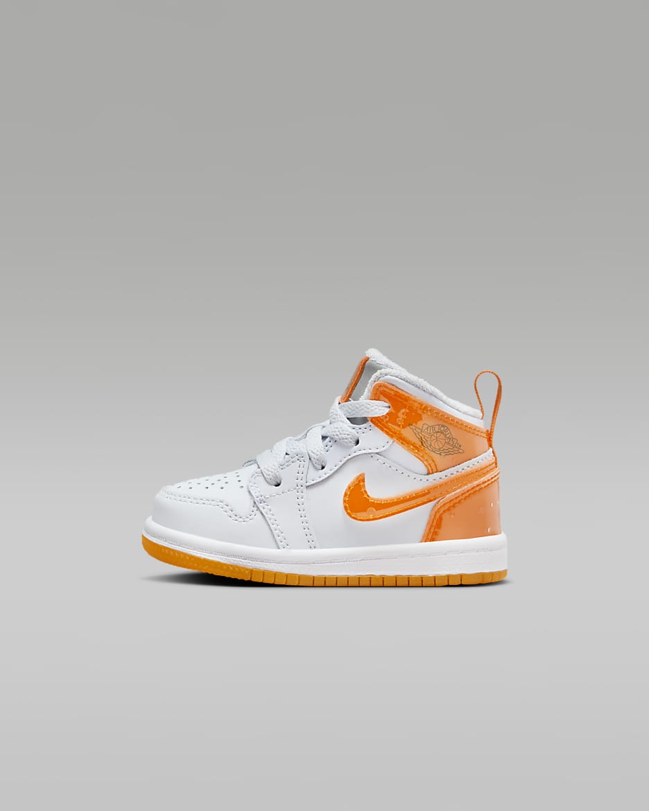 Calzado para bebé e infantil Jordan 1 Mid SE - Gris fútbol/Verde pino/Blanco/Piel de naranja