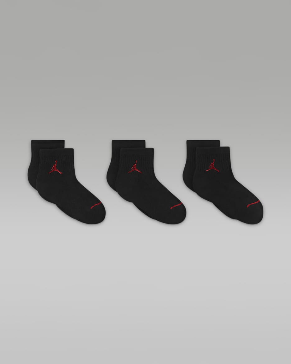 Jordan Little Kids' Ankle Socks (3 Pairs) - Black