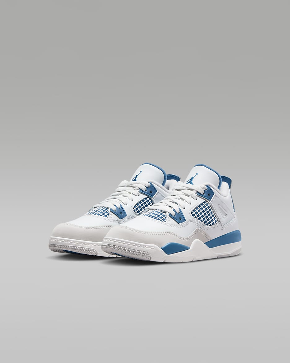 Jordan 4 Retro 'Industrial Blue' Younger Kids' Shoes - Off-White/Neutral Grey/Military Blue