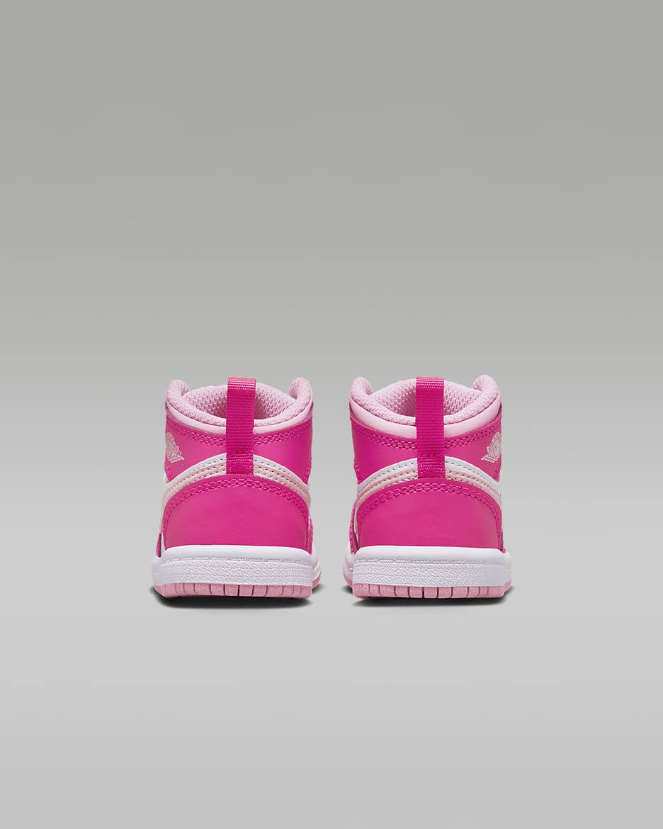 Jordan 1 Mid sko til sped-/småbarn - Hvit/Fierce Pink/Medium Soft Pink