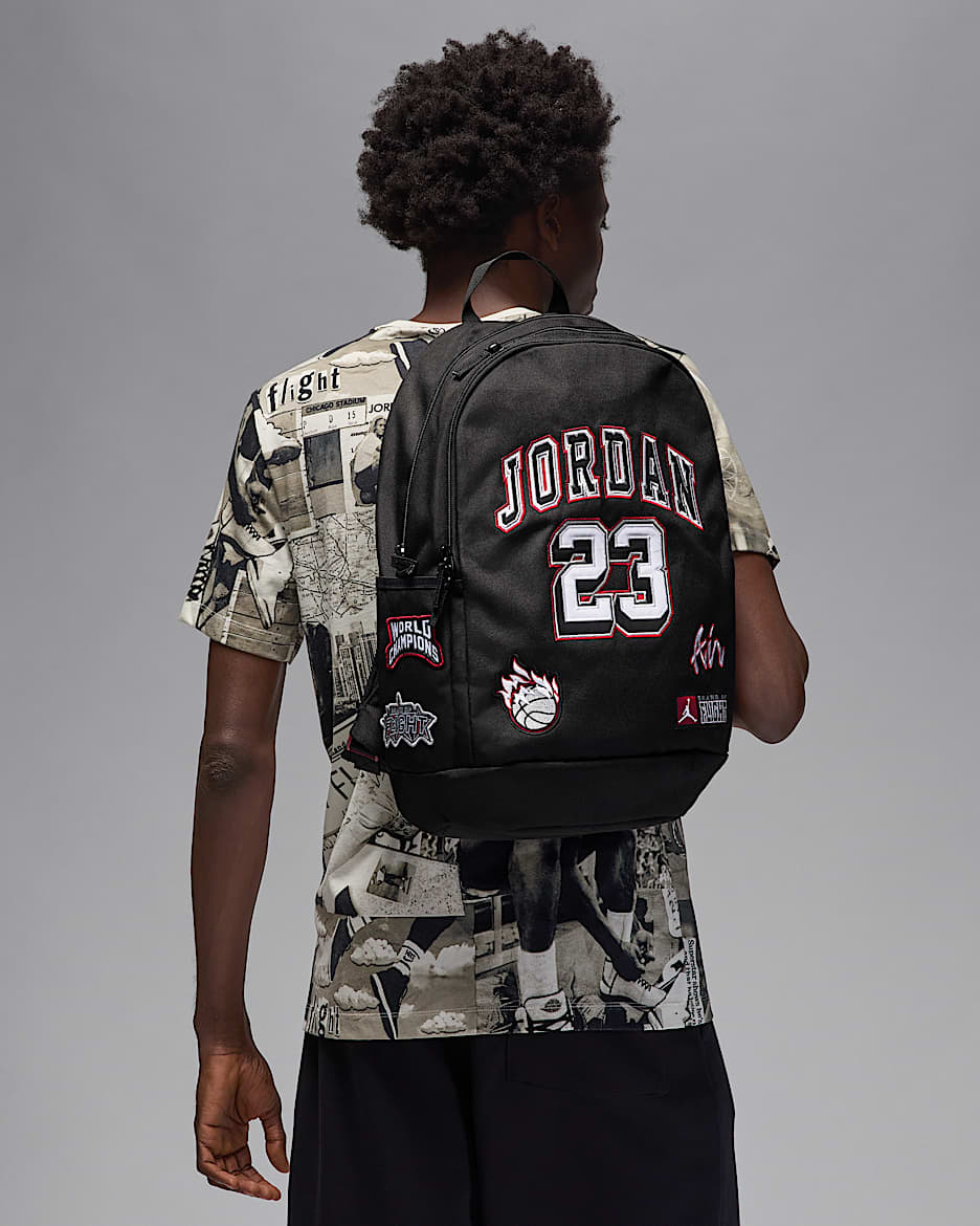 Mochila (27L) para niños talla grande Jordan Patch Backpack - Negro/Rojo gimnasio