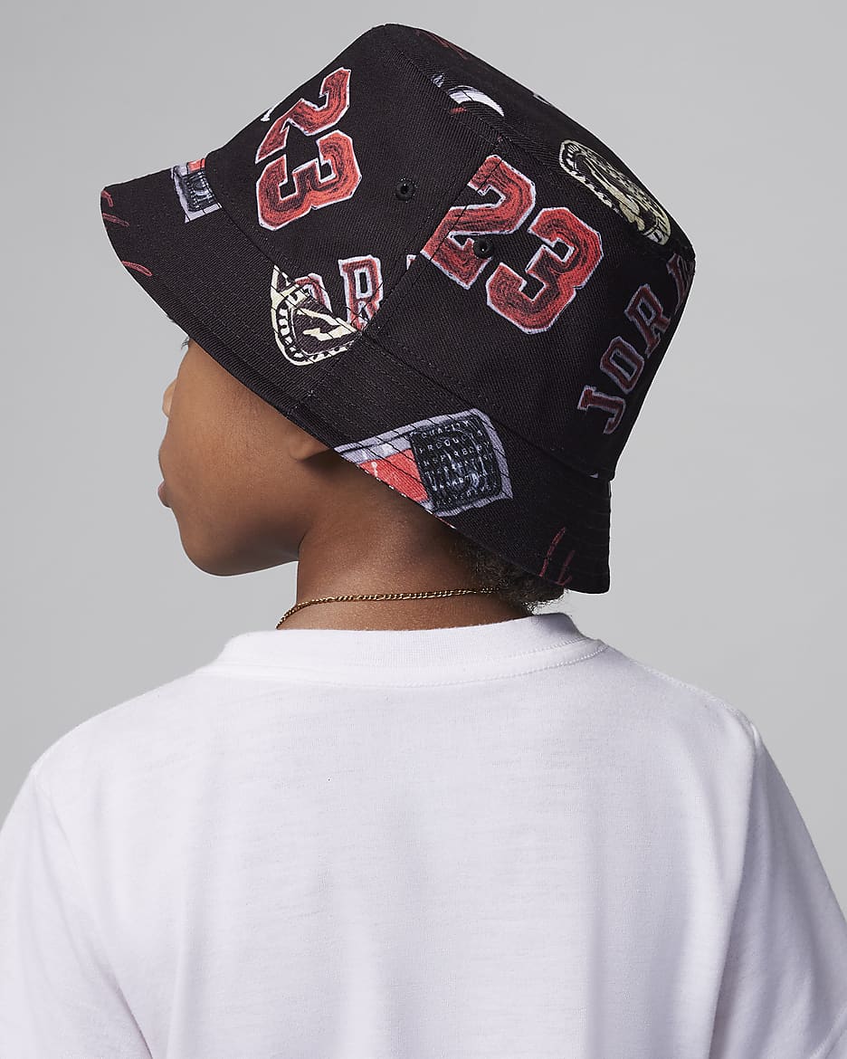 Gorro tipo pescador para niños talla grande Jordan Icons - Negro