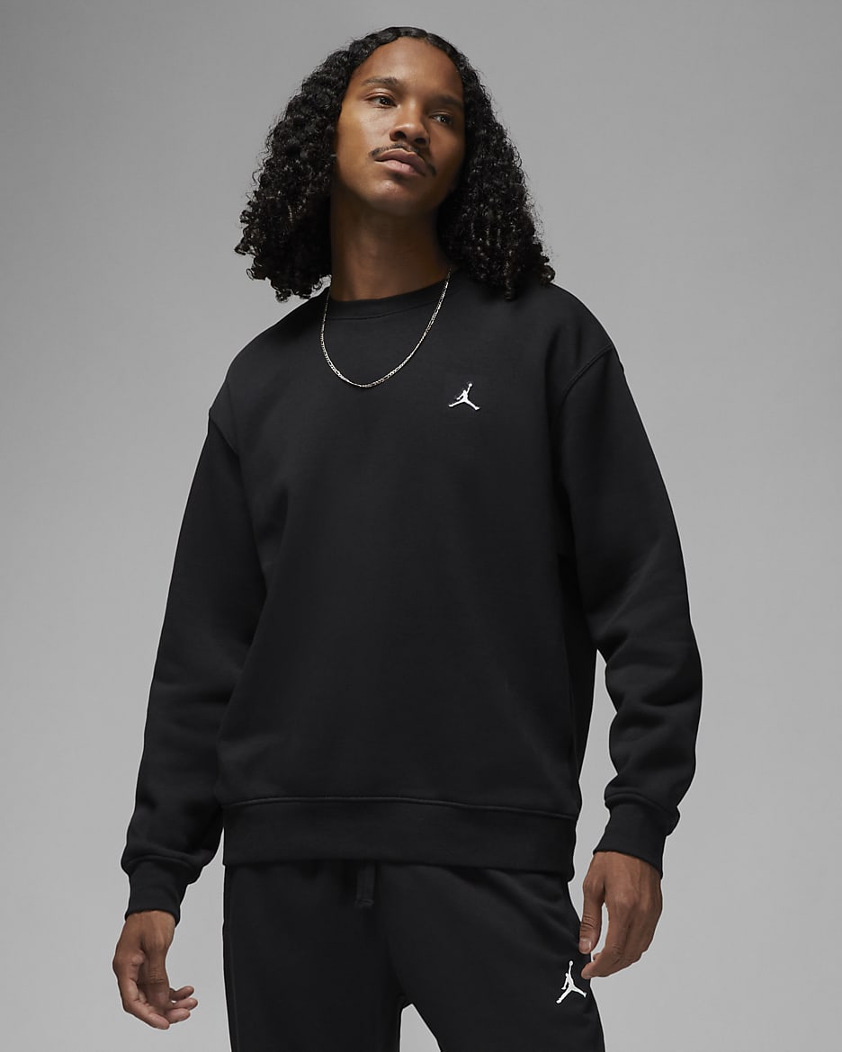 เสื้อวอร์มคอกลมผู้ชาย Jordan Brooklyn Fleece - ดำ/ขาว