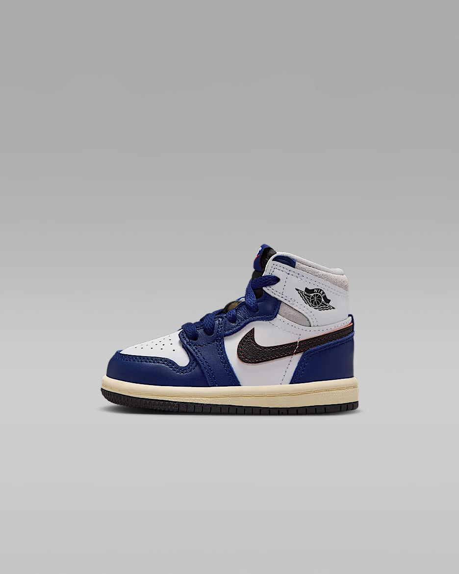 Jordan 1 Retro High OG Baby/Toddler Shoes - White/Neutral Grey/Deep Royal Blue/Black