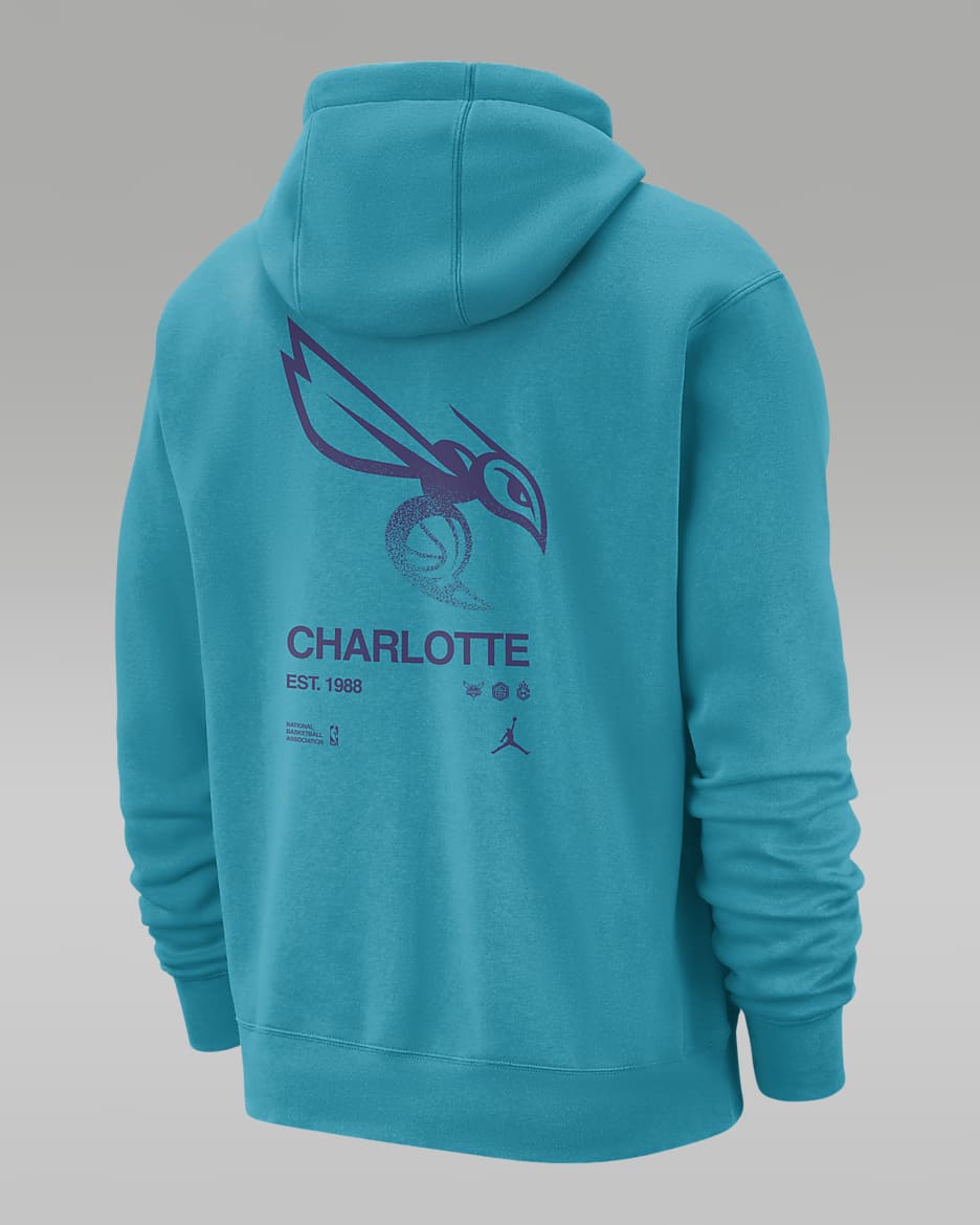 Sudadera con gorro sin cierre Nike de la NBA para hombre Charlotte Hornets Club Courtside - Rapid azul verdoso