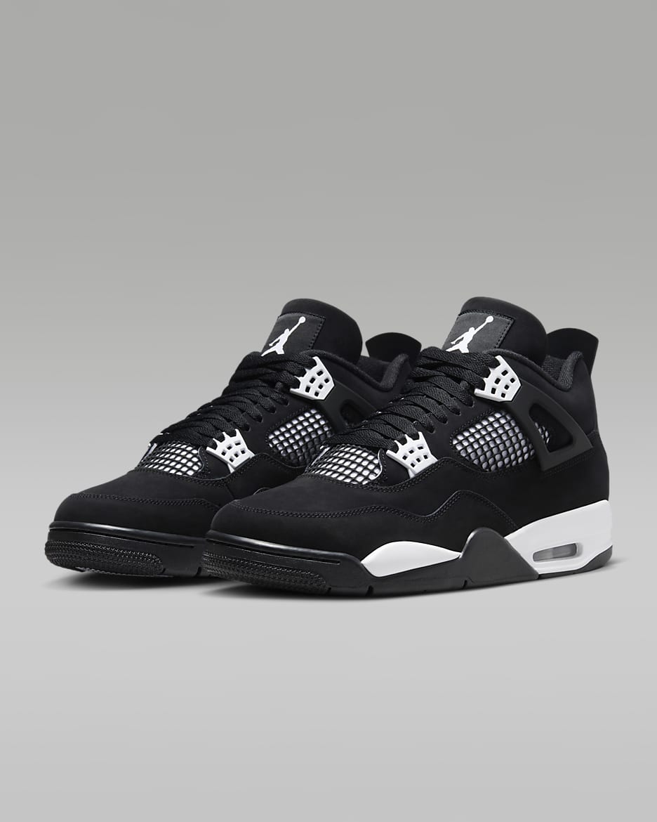 Air Jordan 4 Retro 'White Thunder' Men's Shoes - Black/Black/White