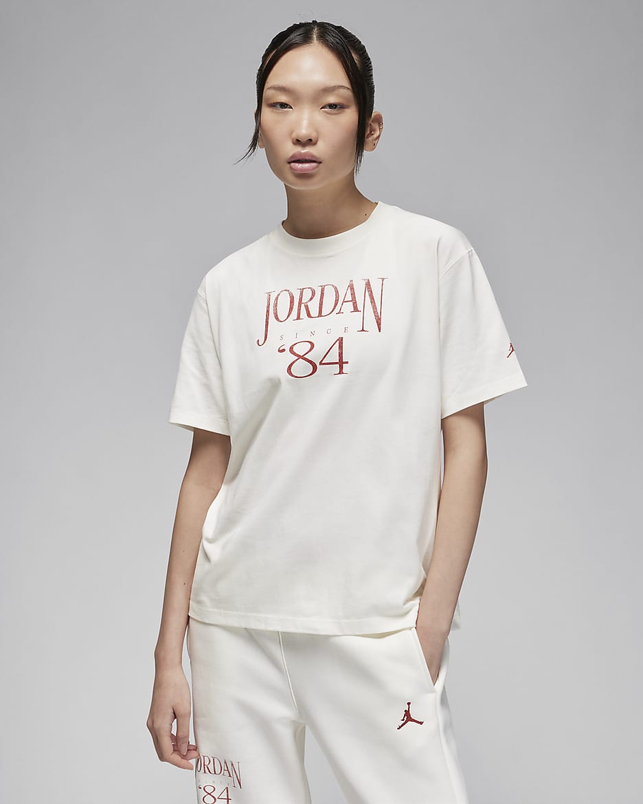 ジョーダン ヘリテージ ウィメンズ Tシャツ - セイル/デューンレッド