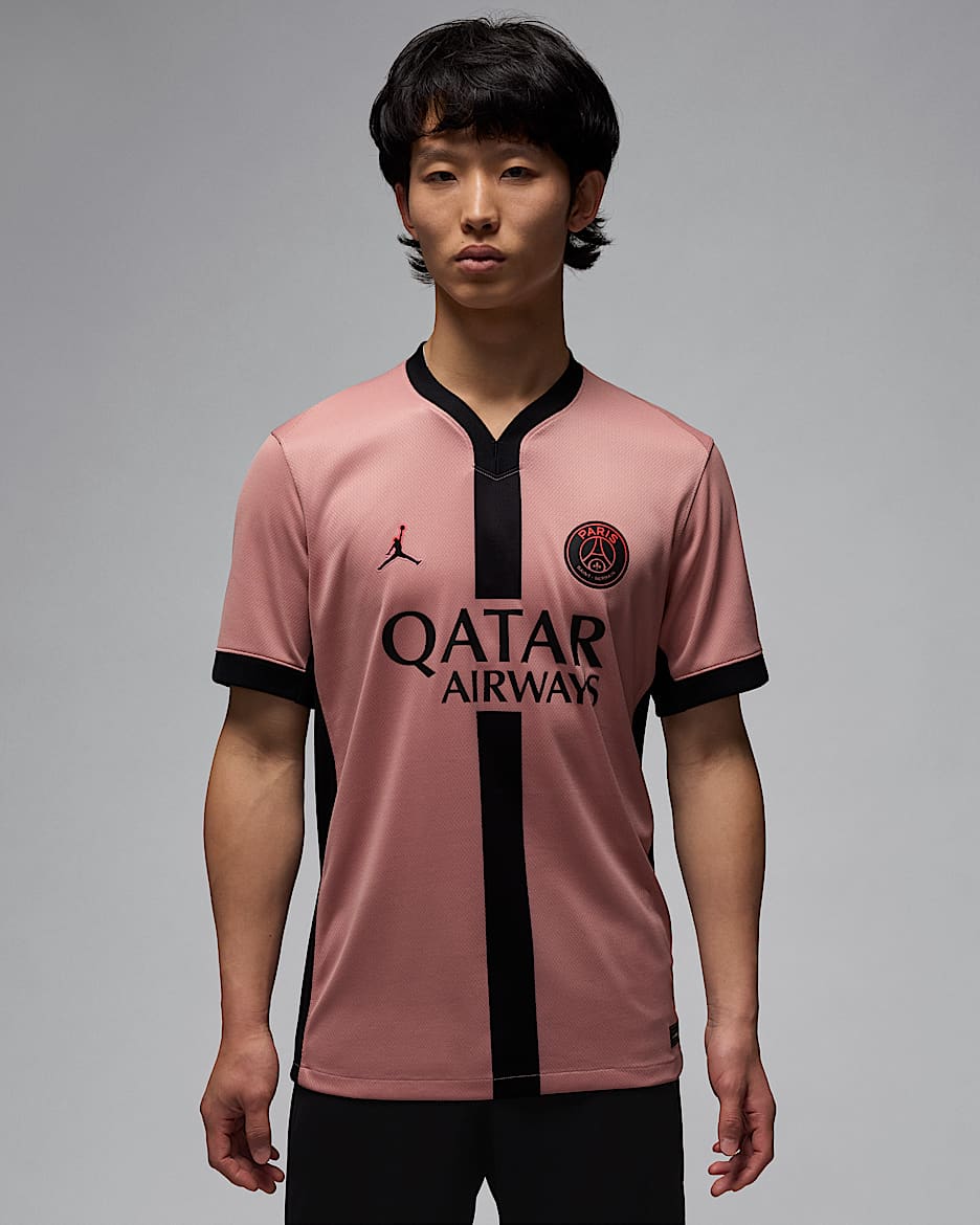 Jersey de fútbol Jordan Dri-FIT Replica del Paris Saint-Germain alternativo 2024/25 Stadium para hombre - Rosa óxido/Negro/Negro