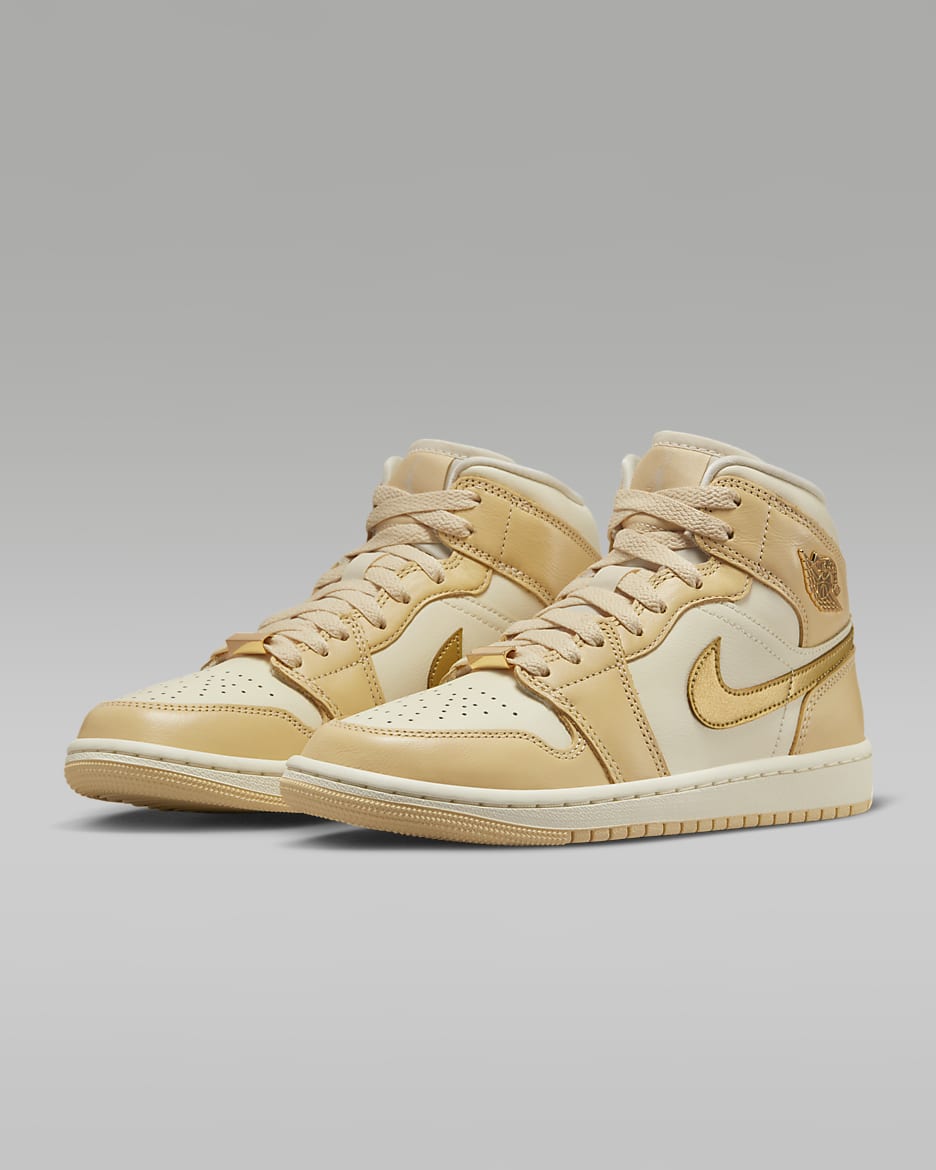 Air Jordan 1 Mid SE Women's Shoes - Pale Vanilla/Coconut Milk/Sail/Metallic Gold