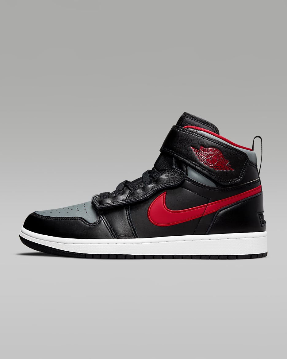 Air Jordan 1 Hi FlyEase Men's Shoes - Black/Smoke Grey/White/Gym Red