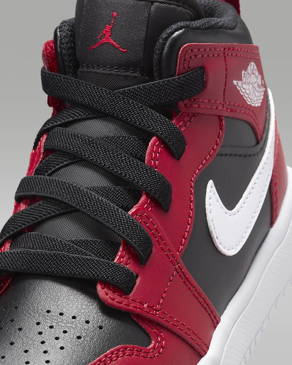 Jordan 1 Mid Alt Little Kids' Shoes - Black/Gym Red/White