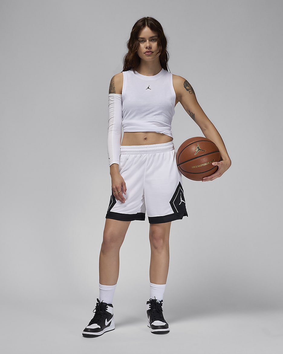 Jordan Sport Women's 10cm (approx.) Diamond Shorts - White/Black/Black/White