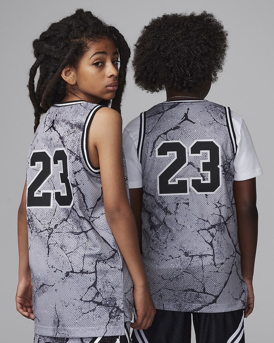 Koszulka dla dużych dzieci Jordan 23 Striped Jersey - Cement Grey