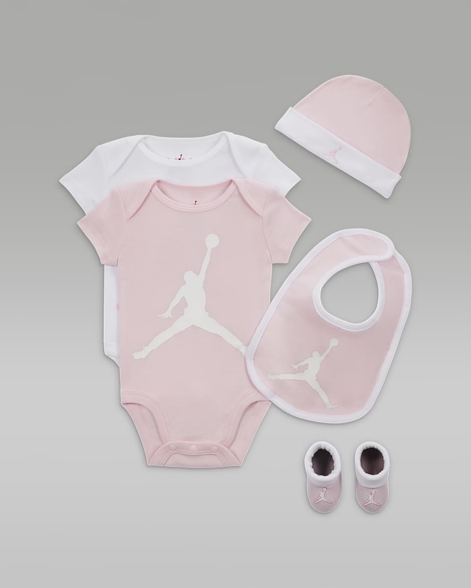 Conjunto de 5 peças em caixa Baby 5-Piece Bodysuit Boxed Set para bebé - Rosa Foam