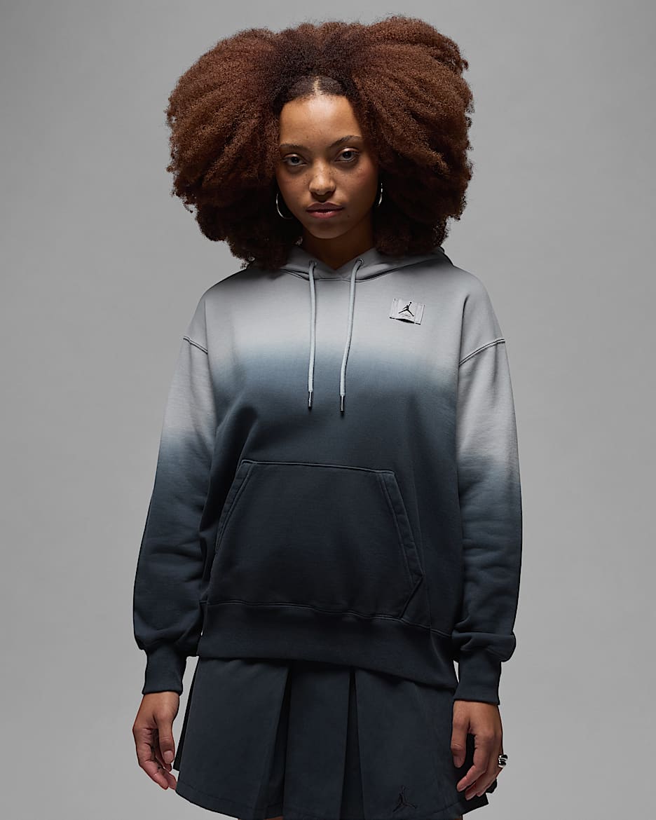 Sudadera sin cierre con gorro forrado de satén para mujer Jordan Flight Fleece - Gris humo claro