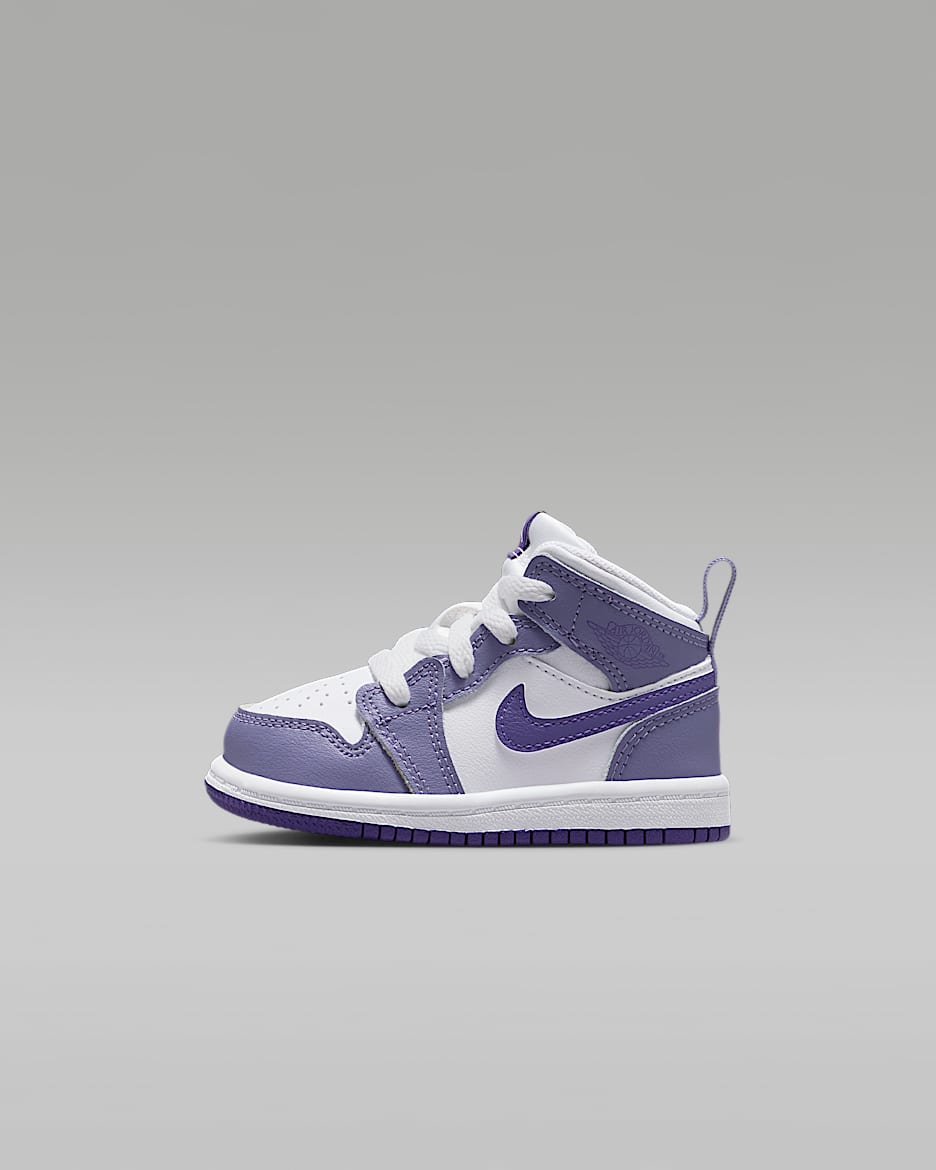 Jordan 1 Mid Baby/Toddler Shoes - Dusty Amethyst/White/Court Purple