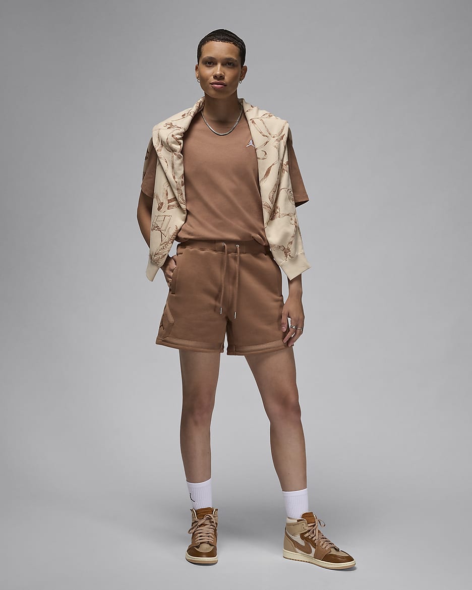 Jordan Flight Fleece Women's Diamond Shorts - Archaeo Brown/Cacao Wow