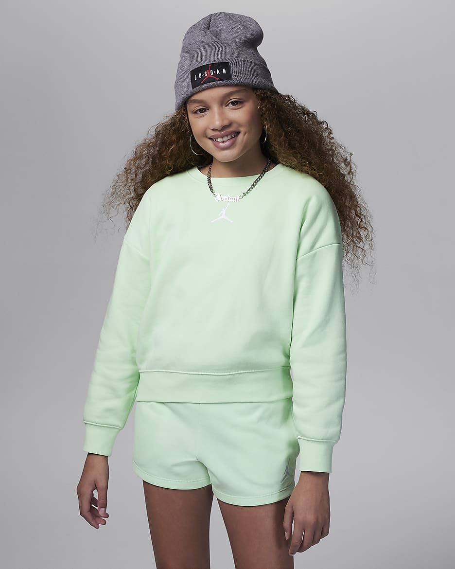 Jordan Icon Play Big Kids' Oversized Crew - Vapor Green