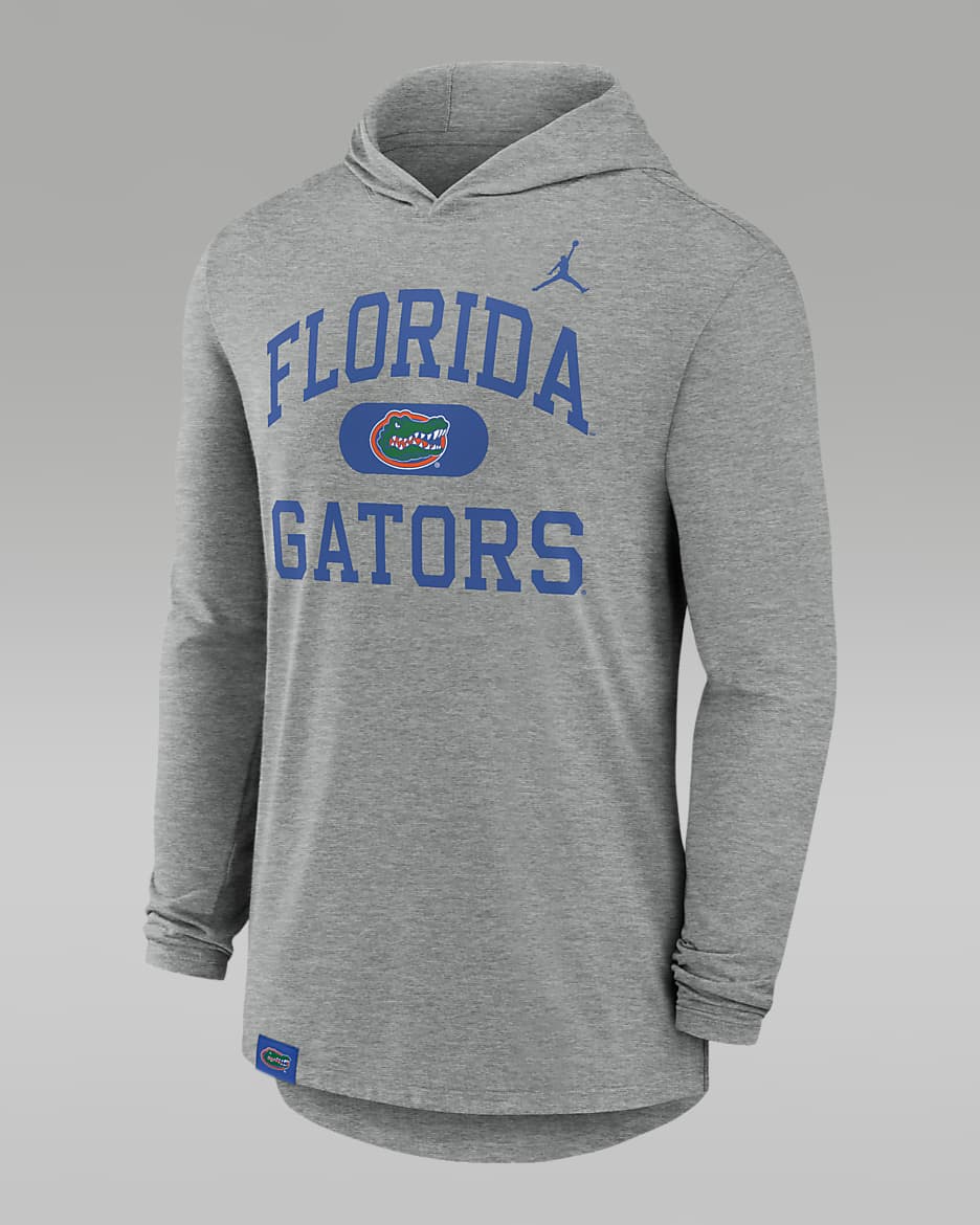 Playera de manga larga universitaria Nike Dri-FIT con gorro para hombre Florida Gators Blitz - Gris jaspeado