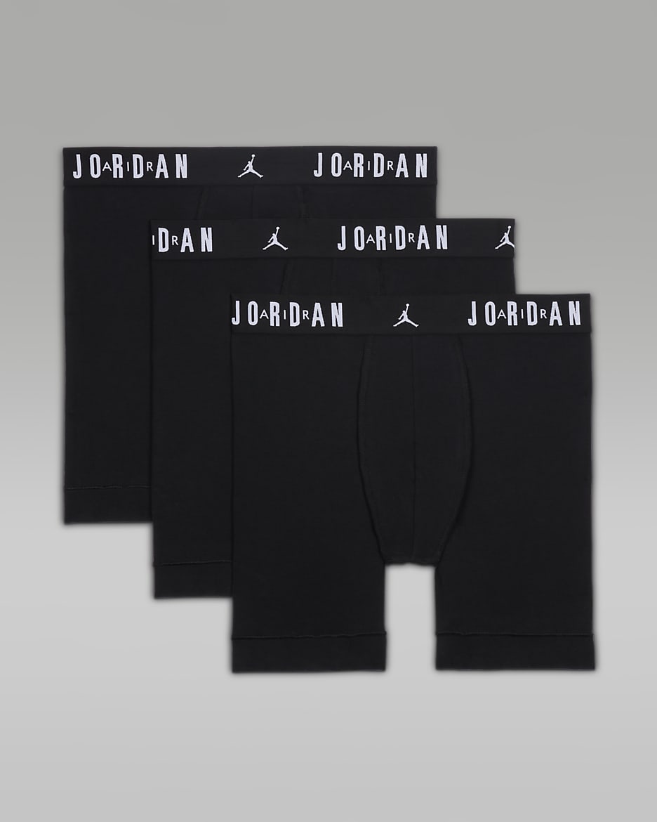 Jordan Flight Cotton Men's Boxer Briefs (3-Pack) - Black