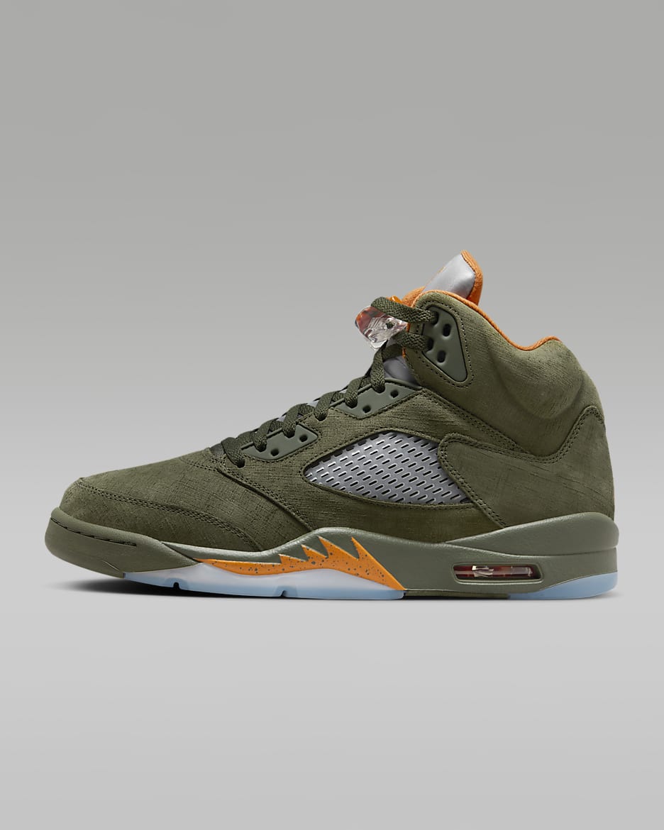 Air Jordan 5 Retro Men's Shoes - Army Olive/Solar Orange