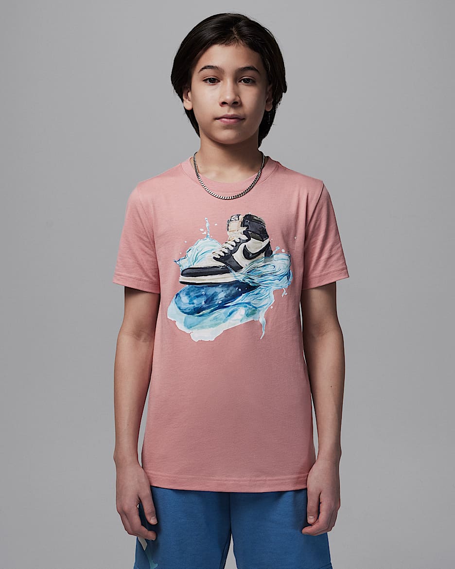 Playera Aj1 Wave para niños talla grande Jordan - Rosa óxido