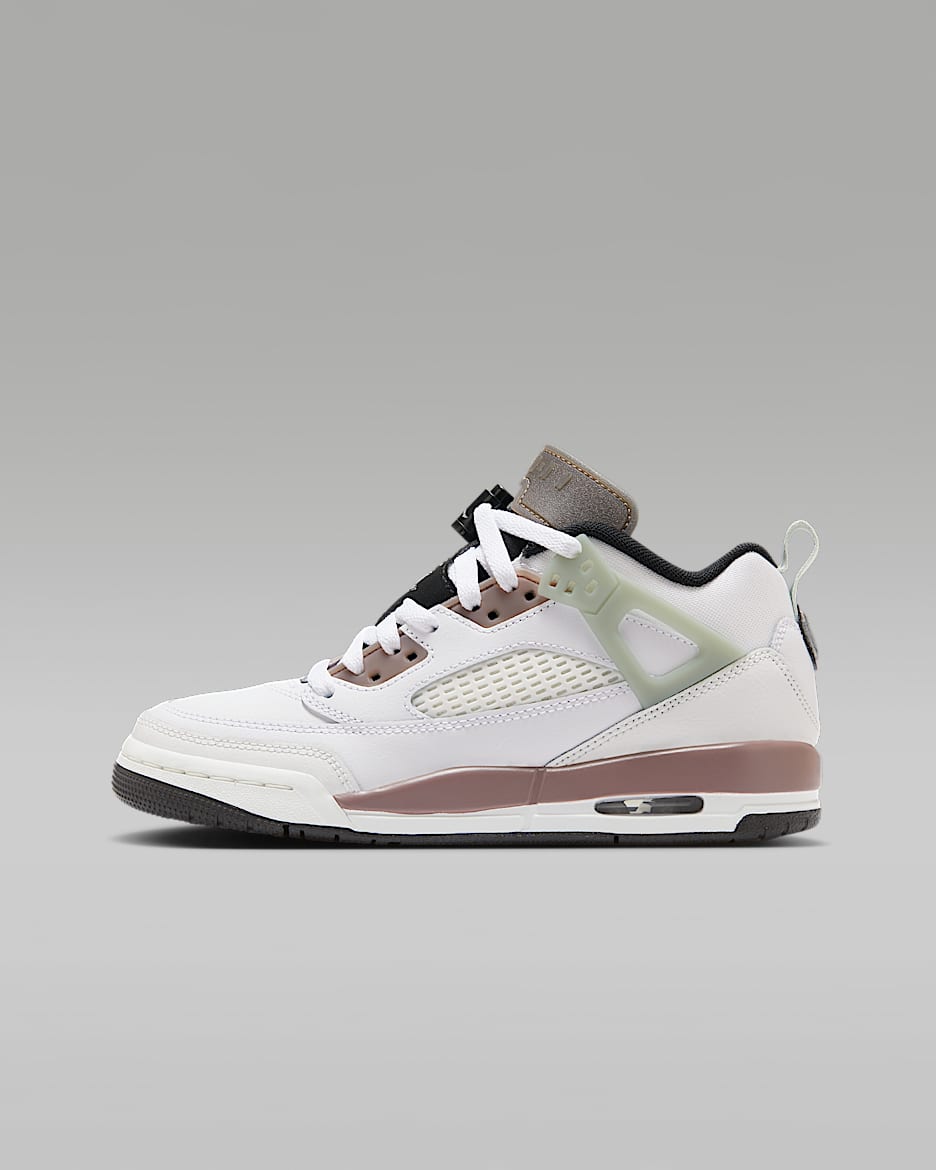 Tenis para niños grandes Jordan Spizike Low - Blanco/Blanco cumbre/Plata metalizado/Blanco cumbre
