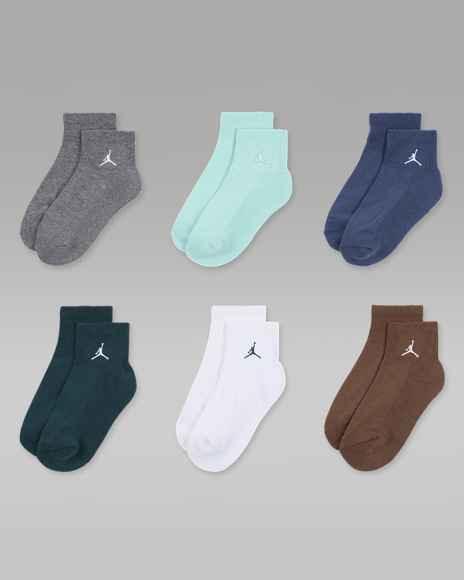 Jordan Everyday Essentials Big Kids' Ankle Socks (6 Pairs) - Oxidized Green