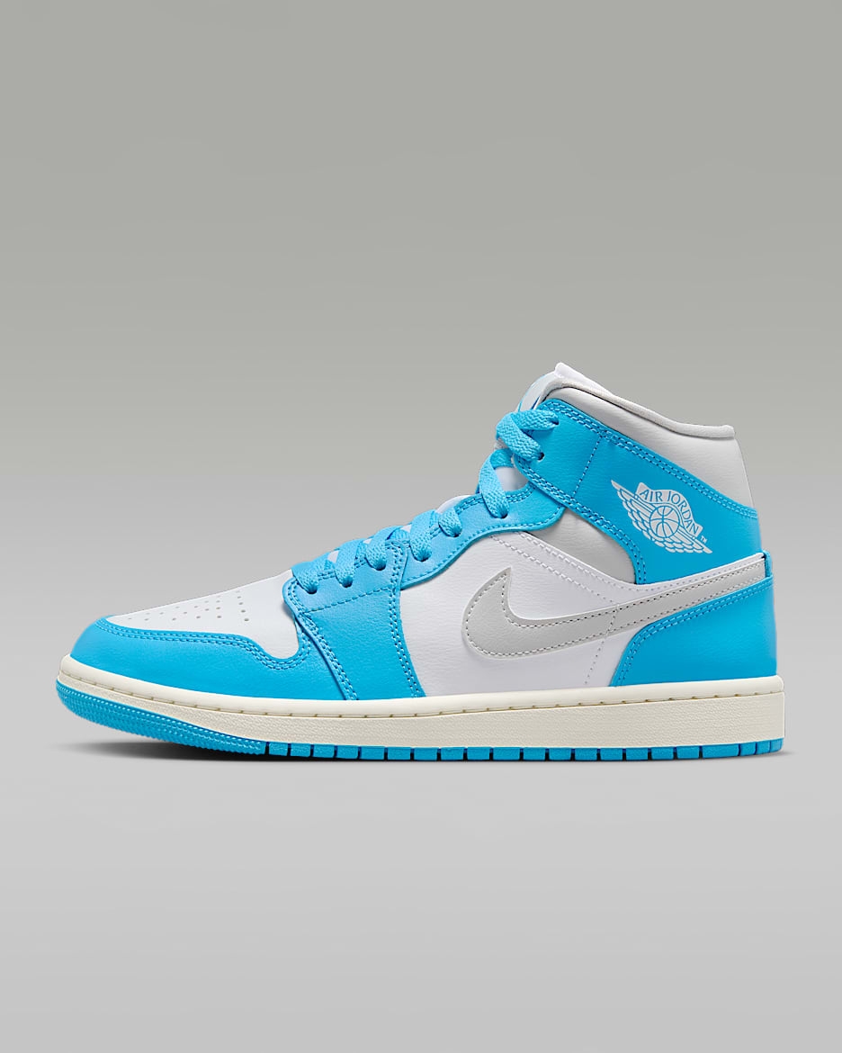 Dámské boty Air Jordan 1 Mid - Dark Powder Blue/Bílá/Sail/Neutral Grey