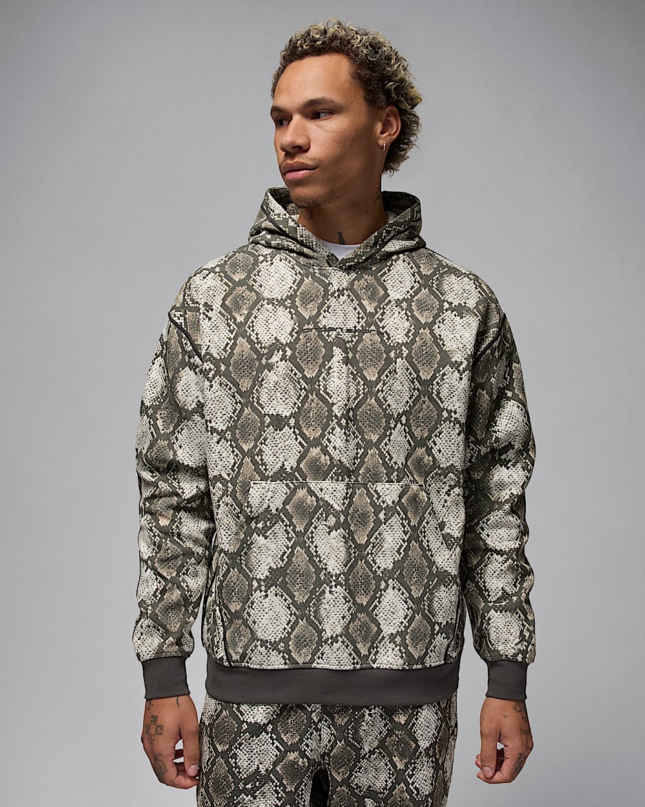 Sudadera con gorro sin cierre Dri-FIT estampada para hombre Jordan Sport Hoop Fleece - Vela/Periódico/Periódico